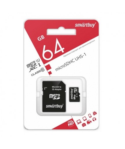 MICRO SD 64Gb Smart Buy Class 10 UHS-I купить в Уфе | Обзор | Отзывы | Характеристики | Сравнение